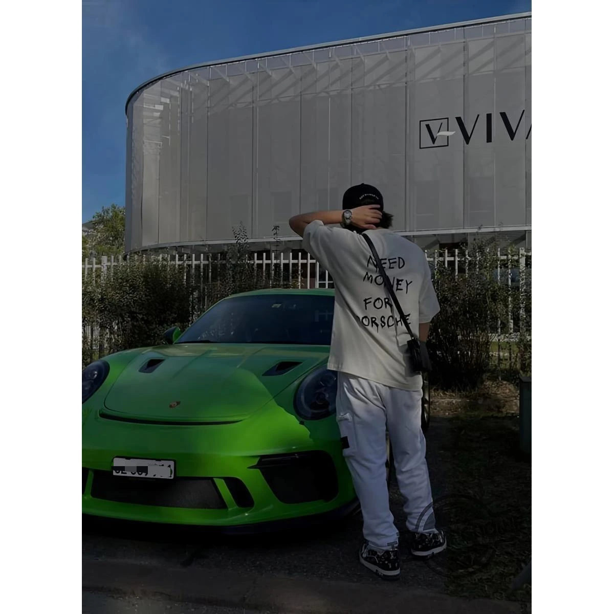 Unisex White 'Need Money for Porsche' Print Cotton T-shirt